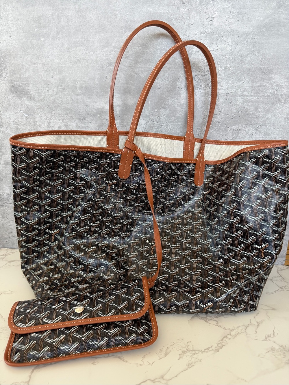 Goyard Brown/Tan Saint Louis Tote with Goyardine Pattern - Picture 2 of 4